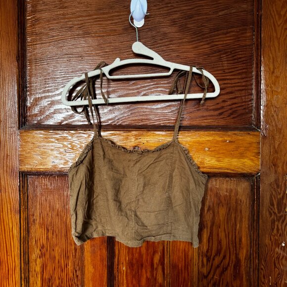 Copper cropped tank top with tie-up straps - Picture 2 of 3